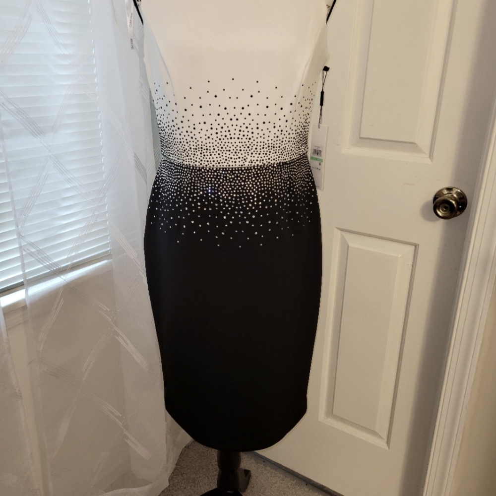 Calvin Klein Black & White Rhinestone Dress
